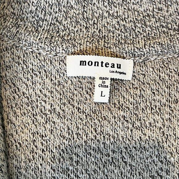 Monteau Los Angeles Beige Heather Oatmeal Collared Long tunic Sweater Vest S - Picture 2 of 8